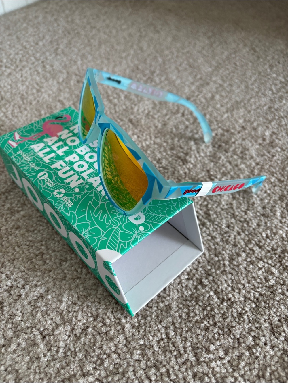 Goodr nwt running glasses, Chicago theme